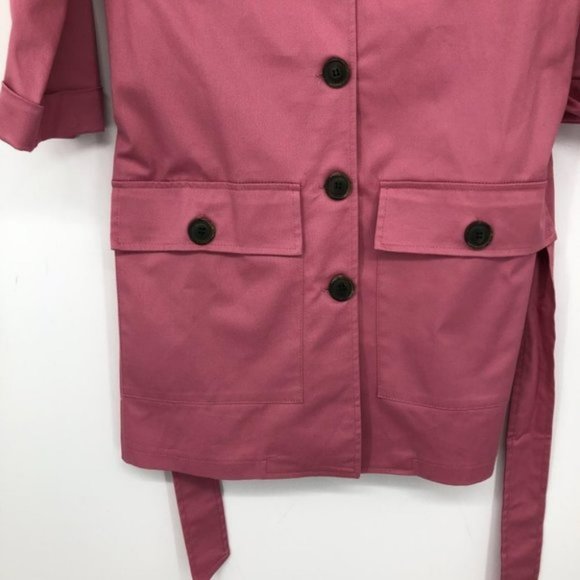 NWT Rinascimento Pink tie waist black buttoned  coat four pockets SP - Picture 8 of 15